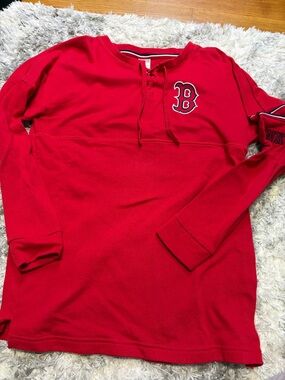 PINK Victoria's Secret Red Boston Logo Lace-Up Sweatshirt